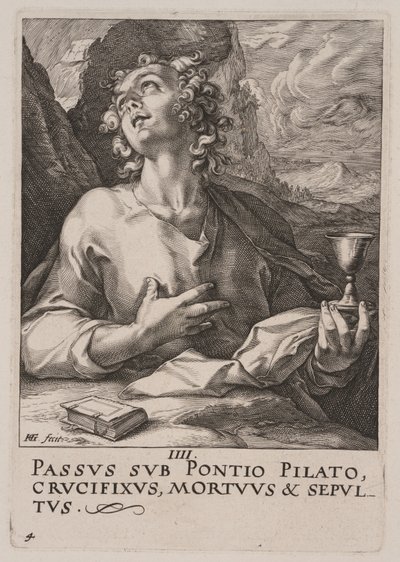 Johannes, Kristuksesta, apostoleista ja Paavalista uskontunnustuksen kanssa. tekijältä Hendrick Goltzius