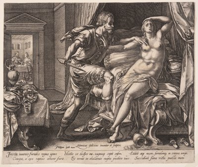 Tarquinius ja Lucretia, elokuvasta Lucretian tarina. tekijältä Hendrick Goltzius