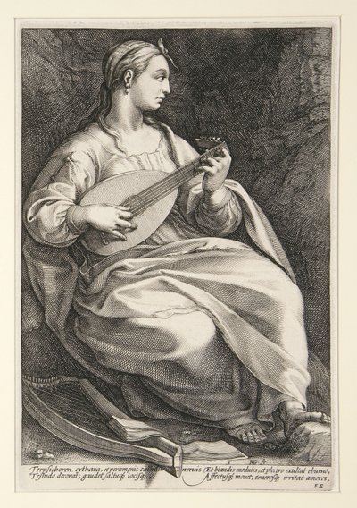 Terpsichore, sarjan ”Yhdeksän muusaa” 5. kuva tekijältä Hendrick Goltzius