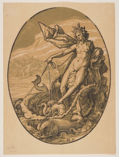 Tethys, alkaen Jumaluudet tekijältä Hendrick Goltzius