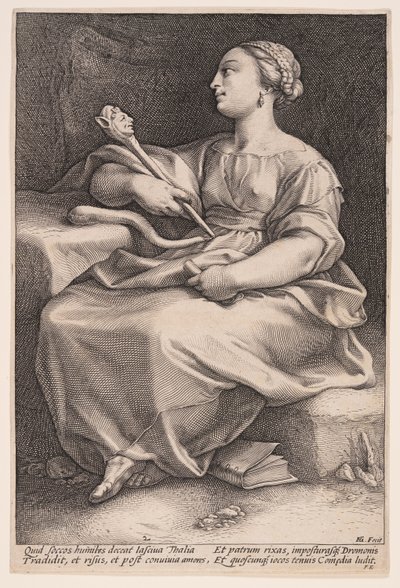 Thalia, komedian muusa, elokuvasta Yhdeksän muusaa. tekijältä Hendrick Goltzius