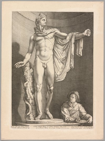 Apollo Belvedere, levy 3 kolmelta kuuluisalta antiikkiveistokselta tekijältä Hendrick Goltzius