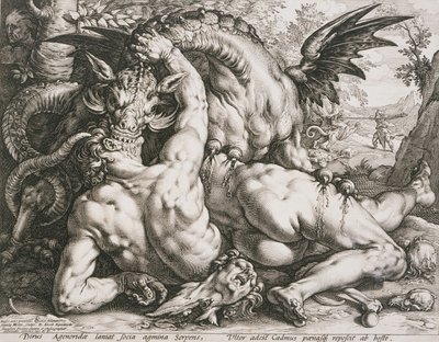 Lohikäärme syö Kadmoksen seuralaisia tekijältä Hendrick Goltzius