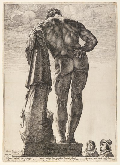 Farnesen Hercules Roomassa sijaitsevista kolmesta kuuluisasta antiikkipatsaasta. tekijältä Hendrick Goltzius