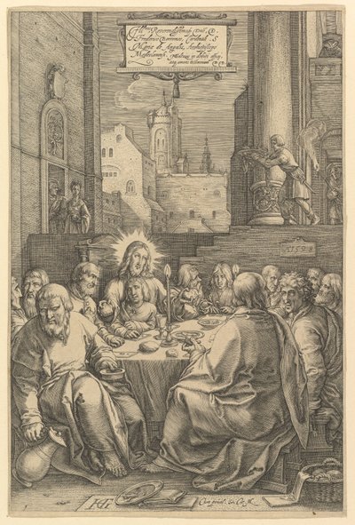 Viimeinen ehtoollinen sarjasta "Kristuksen kärsimys" tekijältä Hendrick Goltzius
