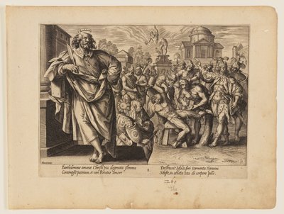Pyhän Bartolomeuksen marttyyrikuolema, Kristuksen ja apostolien marttyyrikuolemasta. tekijältä Hendrick Goltzius