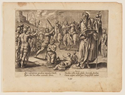 Pyhän Jaakob Majorin marttyyrikuolema, Kristuksen ja apostolien marttyyrikuolemasta. tekijältä Hendrick Goltzius