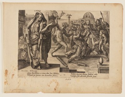Pyhän Matiaksen marttyyrikuolema, Kristuksen ja apostolien marttyyrikuolemasta. tekijältä Hendrick Goltzius