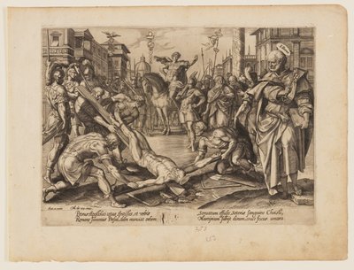 Pyhän Pietarin marttyyrikuolema, Kristuksen ja apostolien marttyyrikuolemasta. tekijältä Hendrick Goltzius