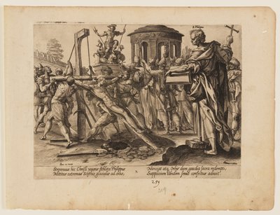 Pyhän Filippuksen marttyyrikuolema, Kristuksen ja apostolien marttyyrikuolemasta. tekijältä Hendrick Goltzius