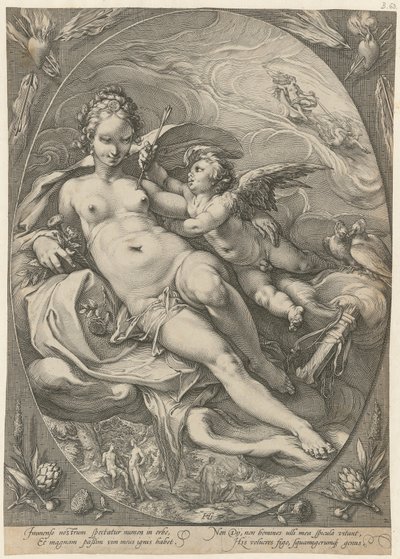 Venus ja Cupido, sarjan ”Kolme jumalattarta” 2. arkki tekijältä Hendrick Goltzius