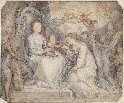Pyhän Katariinan mystinen avioliitto tekijältä Hendrick Goltzius
