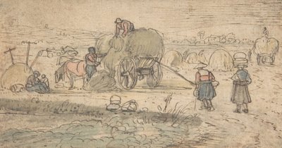 Talonpojat Loading Heinää, n. 1620-luku. tekijältä Hendrick. Hendrick Avercamp,Avercamp