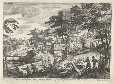 Maisema ja metsästyskohtaus tekijältä Hendrick Hondius (I)