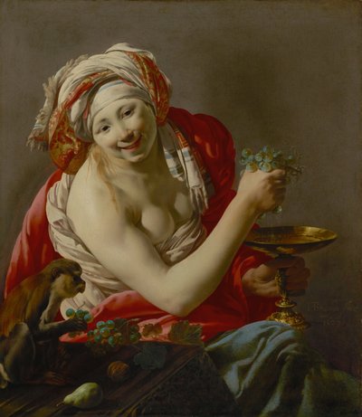Bacchante ja apina tekijältä Hendrick ter Brugghen