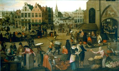 "Näkymä torille", c1570-1603 tekijältä Hendrick van Steenwijck the Elder