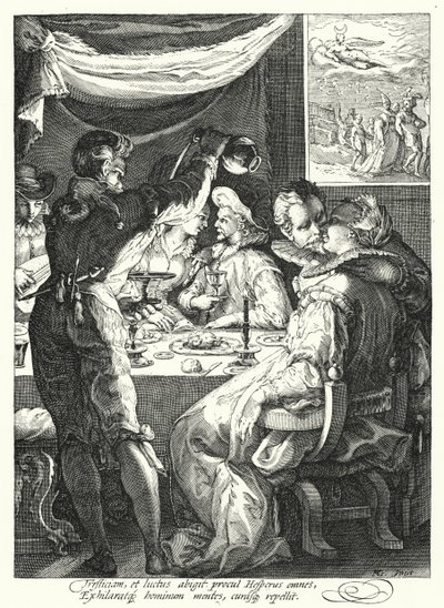 Ilta (kaiverrus) tekijältä Hendrik (after) Goltzius