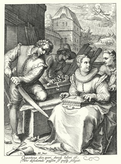 Keskipäivä (kaiverrus) tekijältä Hendrik (after) Goltzius