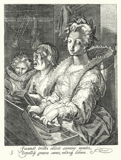 Musiikki (kaiverrus) tekijältä Hendrik (after) Goltzius
