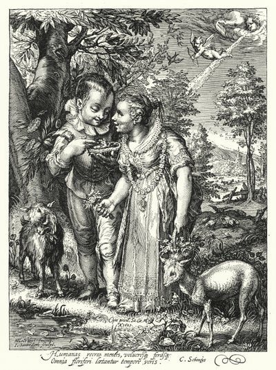 Kevät (kaiverrus) tekijältä Hendrik (after) Goltzius