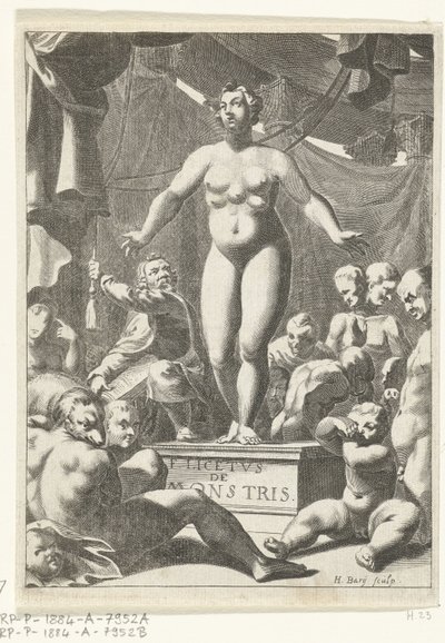 Alaston nainen viisi rintaa Fortunius Licetus, De Monstris, Amsterdam 1665, otsikkosivu tekijältä Hendrik Bary