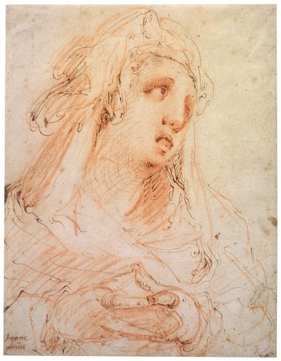 Nuori nainen Maria Magdaleena, 1500-luvun loppu tai 1600-luvun alku tekijältä Hendrik Goltzius