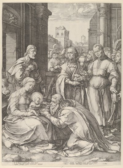Maagien palvonta,.n.d., n.d.. tekijältä Hendrik Goltzius