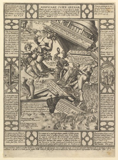 Aedificare Super Arenam, Allegorias of the Christian Faith, Christian and P..., 1575-1617. tekijältä Hendrik Goltzius