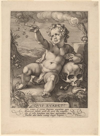Ohimenevuuden allegoria ("Homo Bulla") tekijältä Hendrik Goltzius