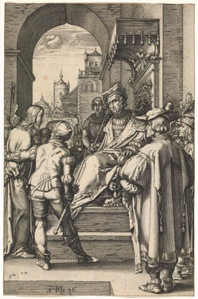 Kristus Pilatuksen edessä, vuoden 1596 jälkeen (kaiverrus) tekijältä Hendrik Goltzius
