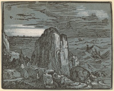 Kallio meren rannalla tekijältä Hendrik Goltzius