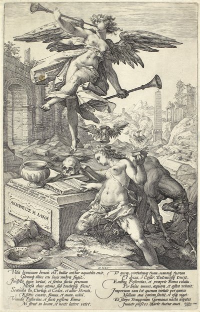 Fame and History, Roman Heroes, 1586 tekijältä Hendrik Goltzius