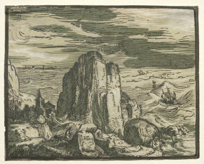Neljän maiseman sarjasta: Cliffon the merenranta. tekijältä Hendrik Goltzius