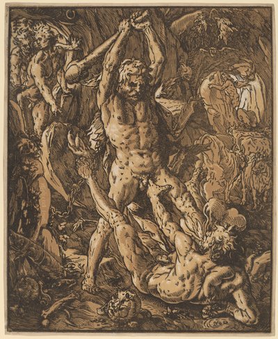 Hercules tappaa Cacuksen tekijältä Hendrik Goltzius