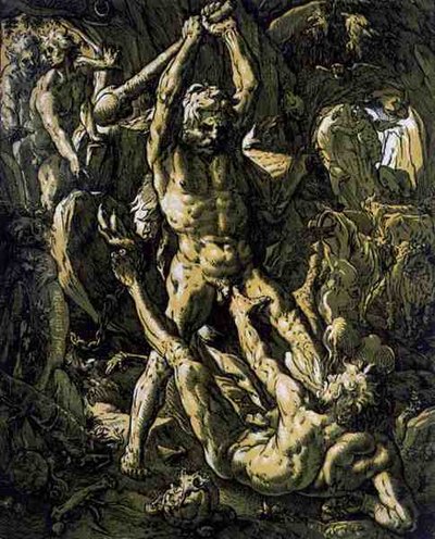 Hercules Slaying Cacus tekijältä Hendrik Goltzius