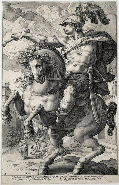 Marcus Curtius. 1586 tekijältä Hendrik Goltzius
