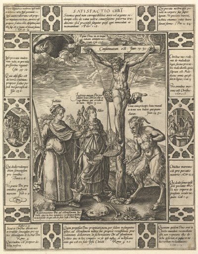 Satisfactio Christi, Allegorias of the Christian Faith, julkaisusta Christian ja Profane Allego.... tekijältä Hendrik Goltzius