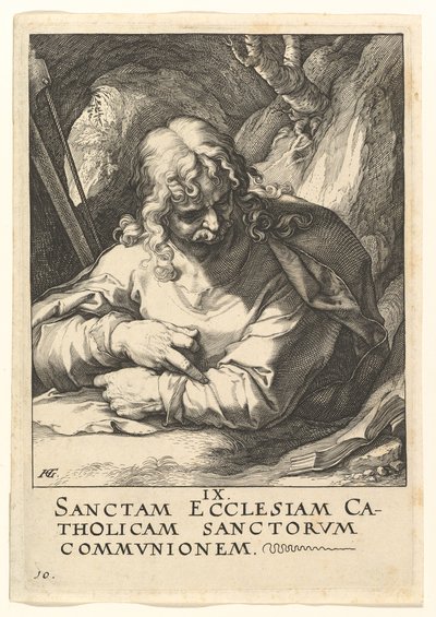 Pyhä Jaakob Pienempi, Kristuksesta, Apostoleista ja Pyhästä Paavalista uskontunnustuksen kanssa, n. 1589. tekijältä Hendrik Goltzius