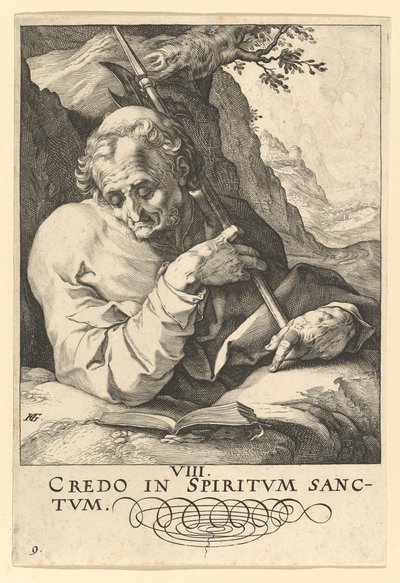 Pyhä Matteus, Kristuksesta, Apostoleista ja Pyhästä Paavalista uskontunnustuksen kanssa, n. 1589. tekijältä Hendrik Goltzius