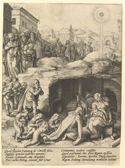 The Adoration of the Magi, n. 1585. tekijältä Hendrik Goltzius