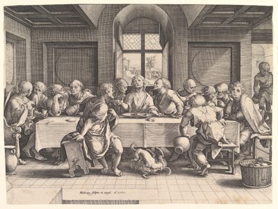 Viimeinen ehtoollinen, 1585. tekijältä Hendrik Goltzius