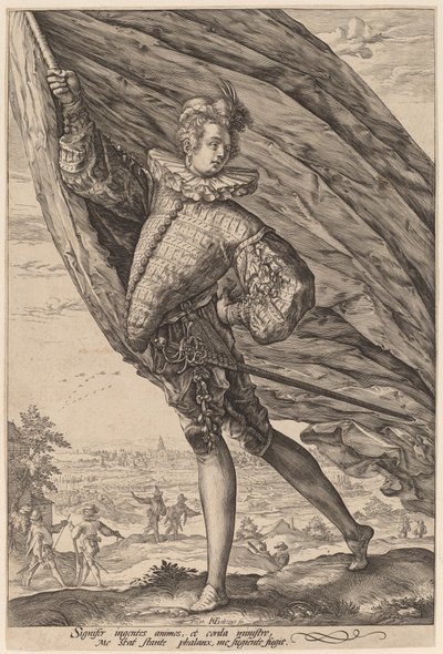 Standard Bearer, käännetty vasemmalle tekijältä Hendrik Goltzius