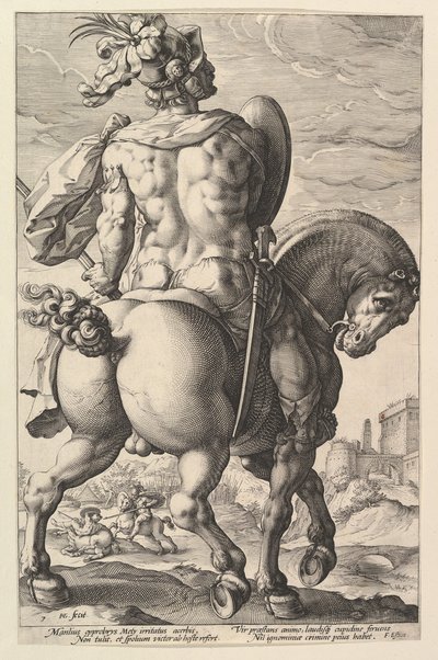 Titus Manlius, sarjasta The Roman Heroes, 1586. tekijältä Hendrik Goltzius