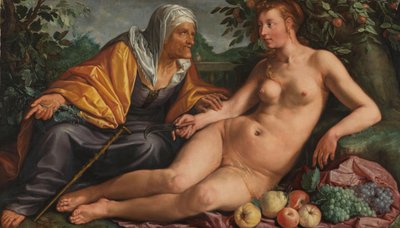 Vertumnus ja Pomona, 1613 tekijältä Hendrik Goltzius