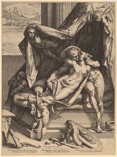 Mars ja Venus tekijältä Hendrik Goltzius, after Bartholomaeus Spranger