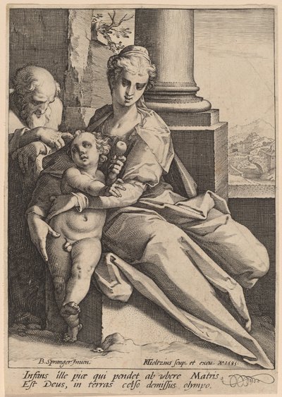 Pyhä perhe tekijältä Hendrik Goltzius after Bartholomaeus Spranger