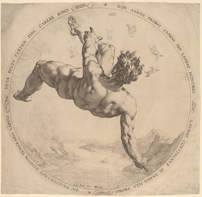 Phaeton tekijältä Hendrik Goltzius, after Cornelis Cornelisz van Haarlem