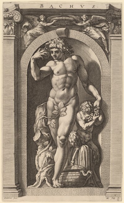 Bacchus tekijältä Hendrik Goltzius after Polidoro da Caravaggio