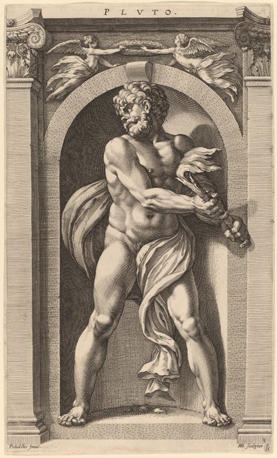 Pluto tekijältä Hendrik Goltzius after Polidoro da Caravaggio