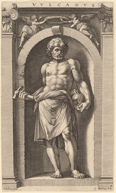 Vulcan tekijältä Hendrik Goltzius after Polidoro da Caravaggio
